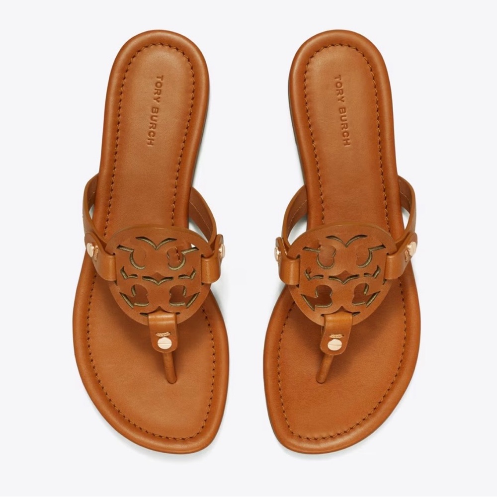 Tory Burch Miller Vintage Vachetta Leather Thong Sandals. 8 1/2. UEC